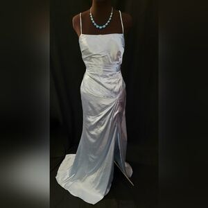 NWOT Size 6 Light Blue Satin Evening Gown